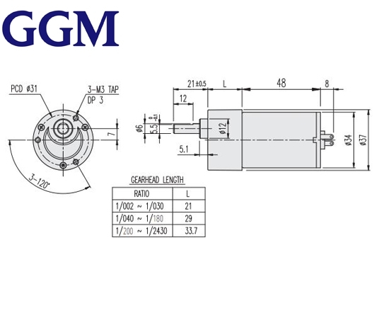 موتور گیربکس دار DC مدل KGC-15-KD3448S1